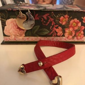 Ying yang hoops heart leather bracelet